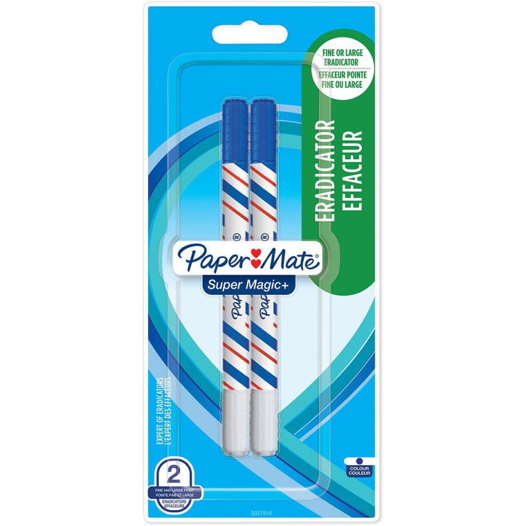 Papermate Super Magic + Erasable Fineliner Pen - Blue (Blister of 2)