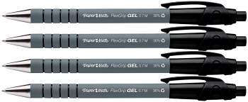 Papermate Flexgrip Gel Retractable Ballpoint Pen - Medium - Black (Pack of 4)