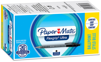 Papermate Flexgrip Ultra Retractable Ballpoint Pen - Medium - Black (Pack of 36)