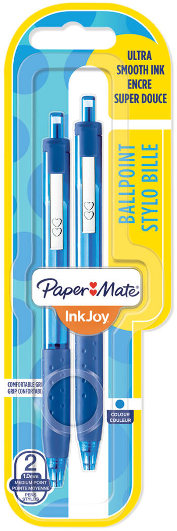 Papermate Inkjoy 300 Retractable Ballpoint Pen - Medium - Blue (Blister of 2)