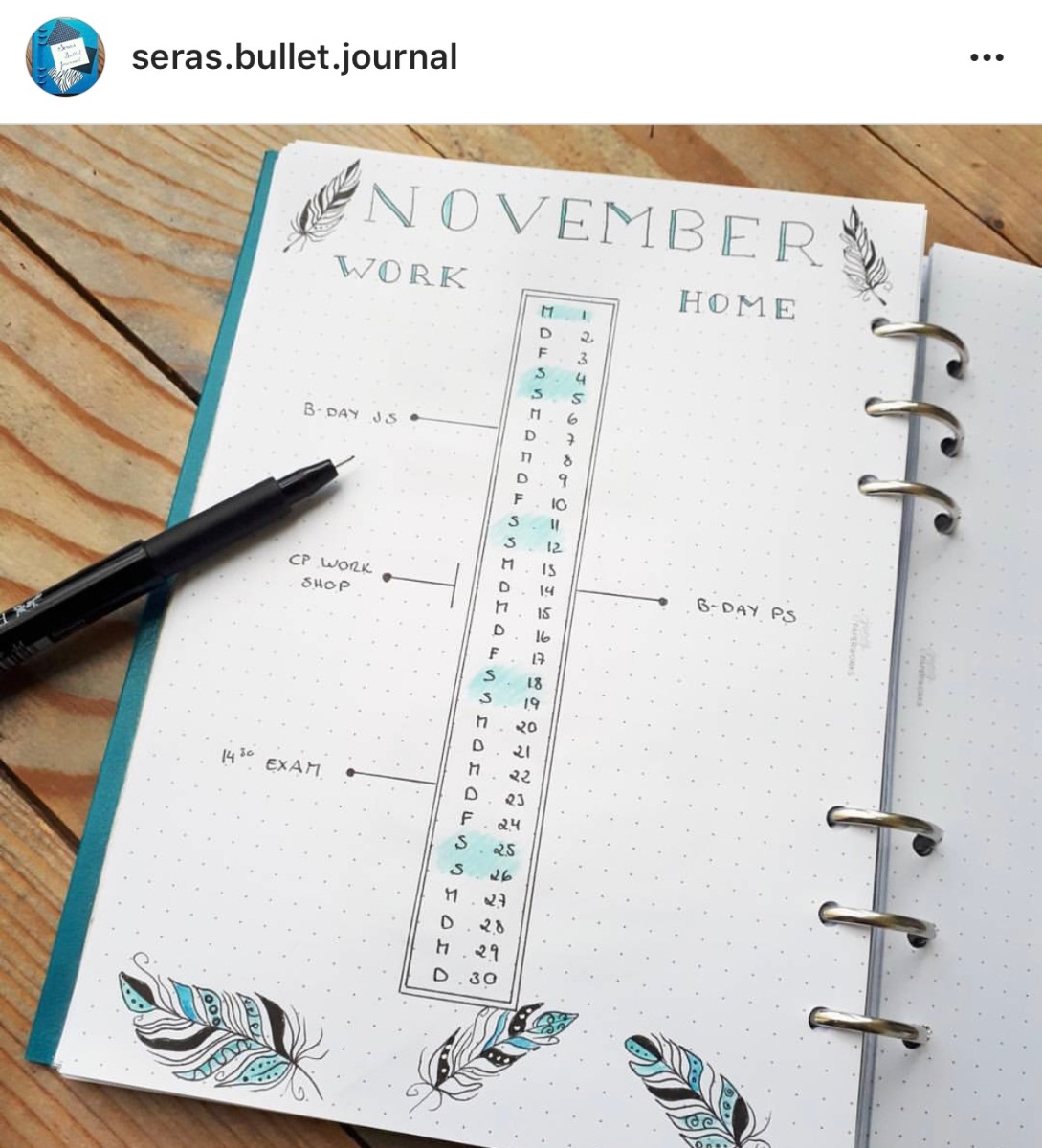 bullet journal central calendar