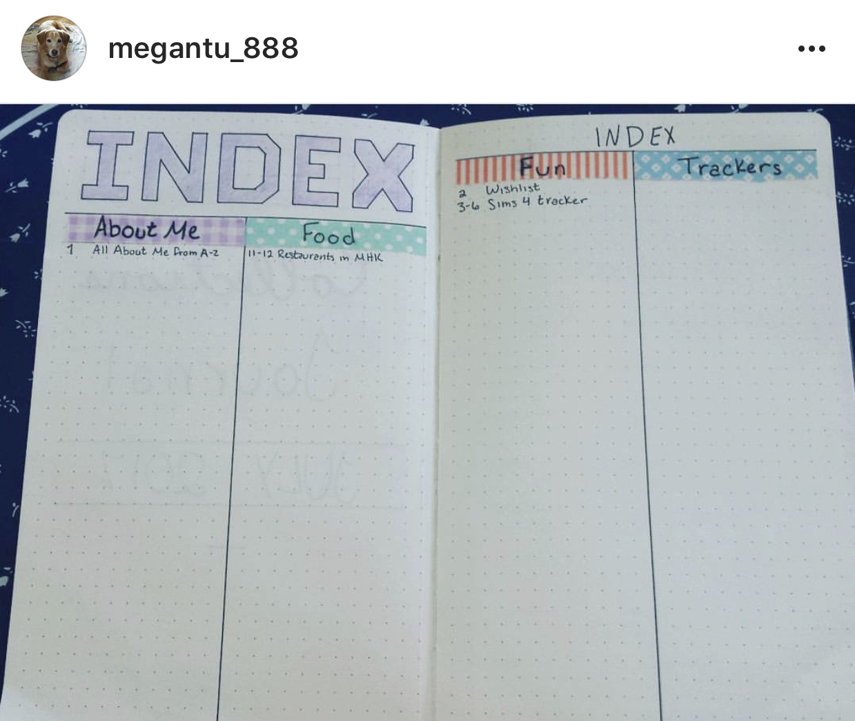 bullet journal index