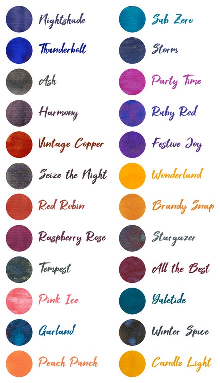 Ink Swatches List